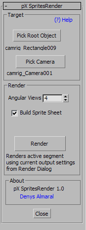 pX SpritesRender: Renders Sprite Sheet from Animated 3D models in 3Ds Max