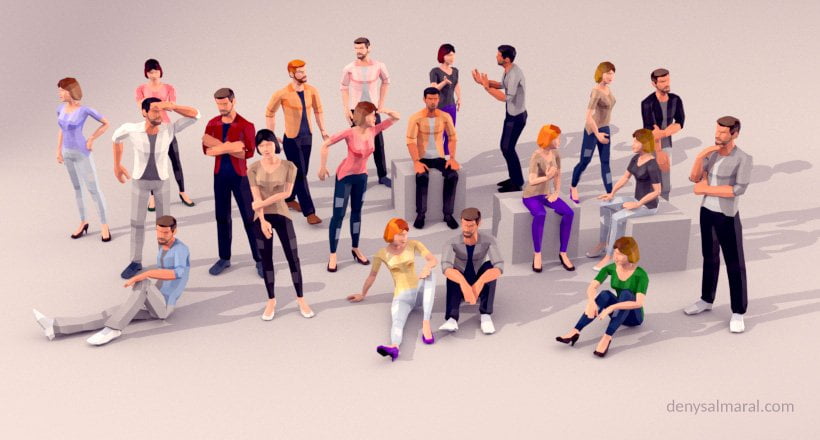 20 Static Posed, Low Poly Free 3D Models