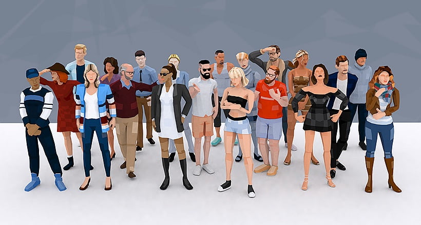 lowpoly downtown people bundle