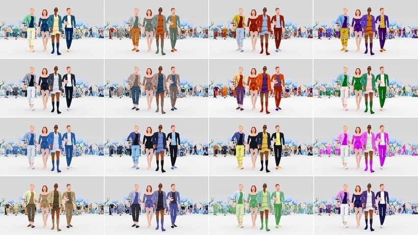 city people low-poly character crowd pack